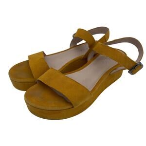 ECCO Womens Elevate Plateau Sandal US 8 EU 39 Amber Suede Ankle Strap Flatform
